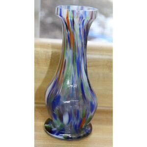 Cased Confetti Art Glass Vase Made In Japan